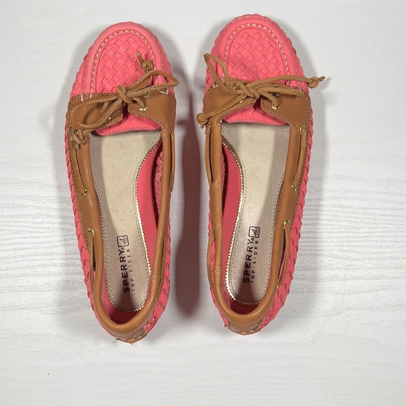 Sperry Top-Sider Audrey Woven Leather Boat Shoes in Pink/Brown 7.5 - Picture 6 of 12